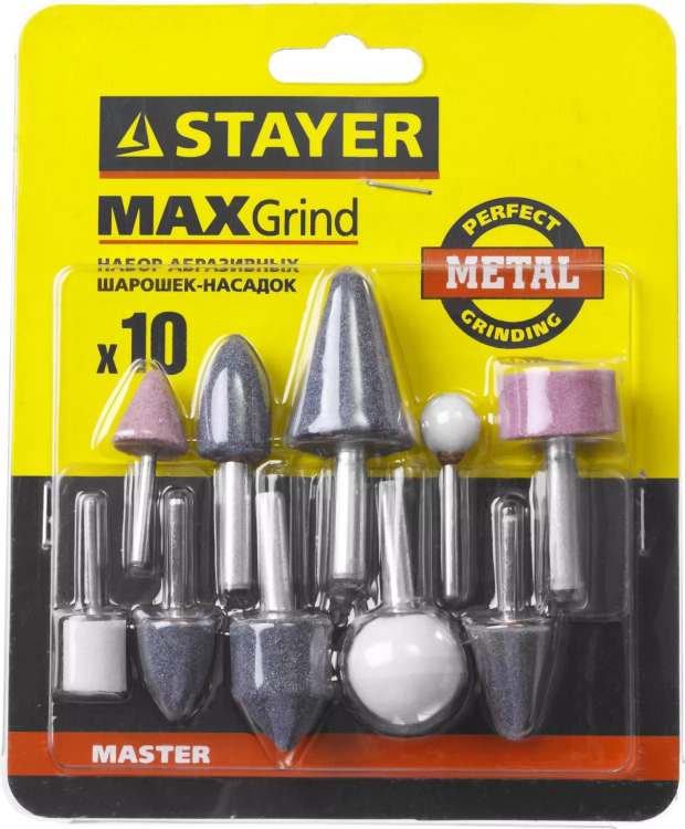 Набор STAYER "MASTER": Абразивные минишарошки-насадки для гравера и дрели, хвостовик d 3,2 / 6,0мм, 10 предм. 2989-H10 купить в Тобольске