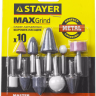Набор STAYER "MASTER": Абразивные минишарошки-насадки для гравера и дрели, хвостовик d 3,2 / 6,0мм, 10 предм. 2989-H10 купить в Тобольске