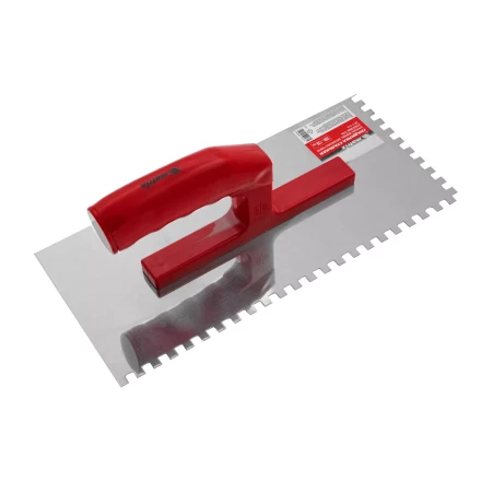 Гладилка из нержавеющей стали, 280 х 130 мм, зеркальная полировка, пластмассовая ручка, зуб 6 х 6 мм Matrix 86781 купить в Тобольске