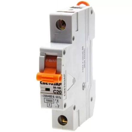 Выключатель автоматический СВЕТОЗАР 1-полюсный, 25 A, &quot;C&quot;, откл. сп. 10 кА, 230 / 400 В SV-49071-25-C купить в Тобольске