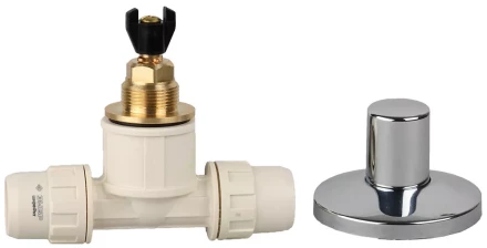 Кран ЗУБР &quot;ШиреФит&quot; запорный в сборе &quot;штуцер с гайкой - кран запорный - штуцер с гайкой&quot;, 20мм 51570-20 купить в Тобольске