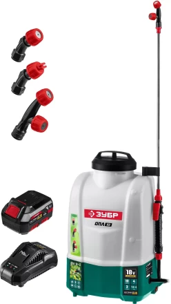 ЗУБР 10 л, 1 АКБ 4 А·ч, аккумуляторный опрыскиватель (ОПЛ-10-41) купить в Тобольске