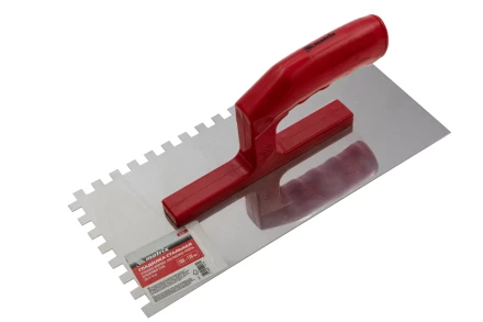 Гладилка из нержавеющей стали, 280 х 130 мм, зеркальная полировка, пластмассовая ручка, зуб 8 х 8 мм Matrix 86782 купить в Тобольске