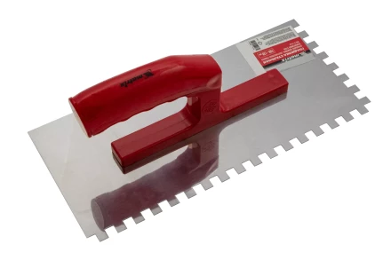 Гладилка из нержавеющей стали, 280 х 130 мм, зеркальная полировка, пластмассовая ручка, зуб 8 х 8 мм Matrix 86782 купить в Тобольске