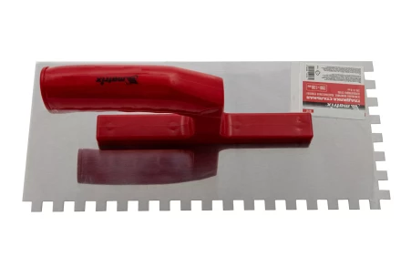 Гладилка из нержавеющей стали, 280 х 130 мм, зеркальная полировка, пластмассовая ручка, зуб 8 х 8 мм Matrix 86782 купить в Тобольске