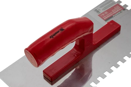 Гладилка из нержавеющей стали, 280 х 130 мм, зеркальная полировка, пластмассовая ручка, зуб 8 х 8 мм Matrix 86782 купить в Тобольске