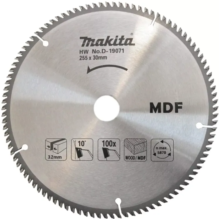 Диск пильный для резки дерева и MDF Makita D-19071, 255x30х2.4 мм; 100 зубьев купить в Тобольске