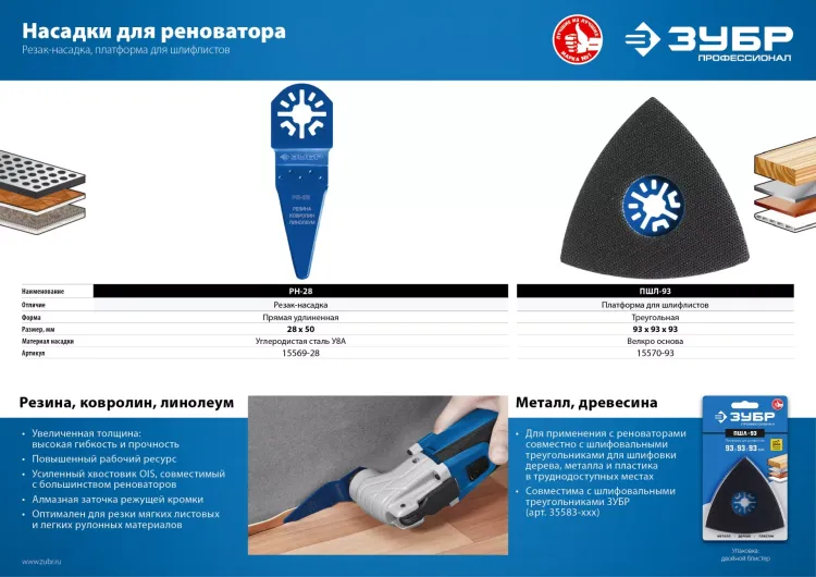 ЗУБР ПШЛ-93 UniLock, 93 х 93 х 93мм, OIS-хвост., платформа для шлифлистов, Профессионал (15570-93) купить в Тобольске