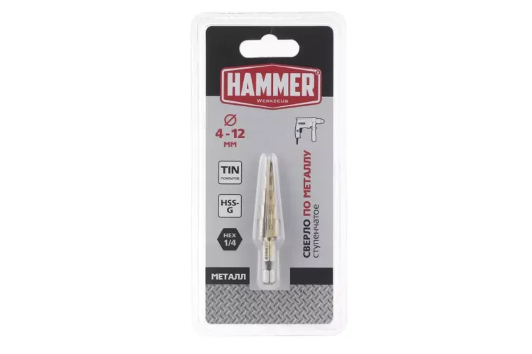 Сверло по металлу HAMMER Ф12х65мм (DR MT 4,0-12,0мм*151/101мм) купить в Тобольске