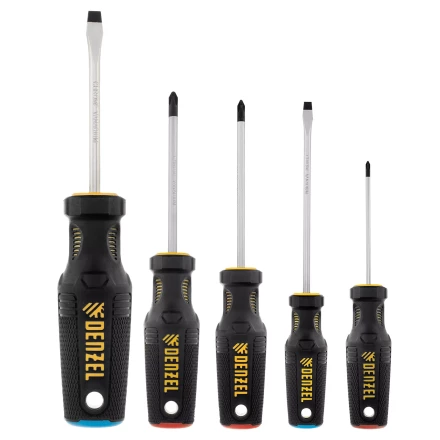 Набор отверток, 5 пр., CrV, трехкомпонентная рукоятка Denzel 12215 купить в Тобольске