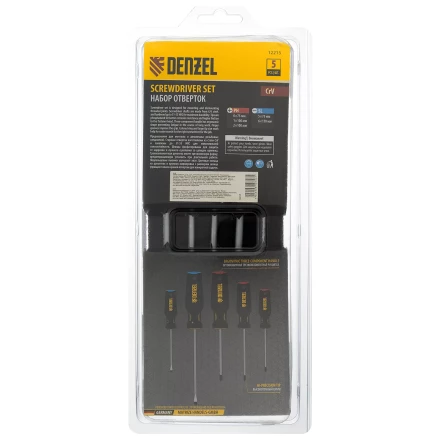 Набор отверток, 5 пр., CrV, трехкомпонентная рукоятка Denzel 12215 купить в Тобольске