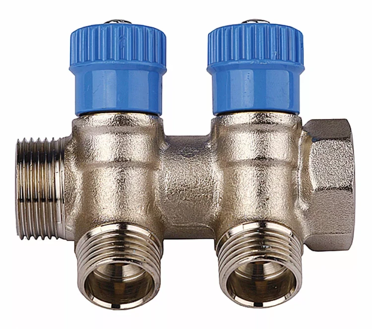 Коллектор GENERAL FITTINGS для холодной воды, вентили, никелированная латунь, вход 3/4" - 4 выхода 1/2" 51046-3/4-1/2-CT4 купить в Тобольске