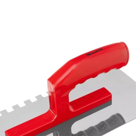 Гладилка из нержавеющей стали, 280 х 130 мм, зеркальная полировка, пластмассовая ручка, зуб 10 х 10 мм Matrix 86783 купить в Тобольске