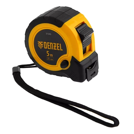 Рулетка Denzel 5м х 25мм, двухкомп. корпус, кнопка-пауза, 31543 купить в Тобольске
