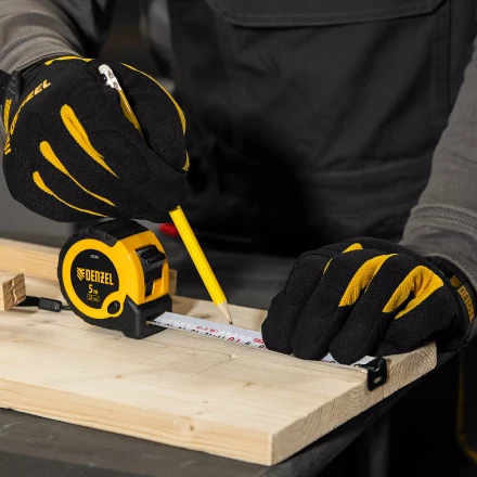 Рулетка Denzel 5м х 25мм, двухкомп. корпус, кнопка-пауза, 31543 купить в Тобольске