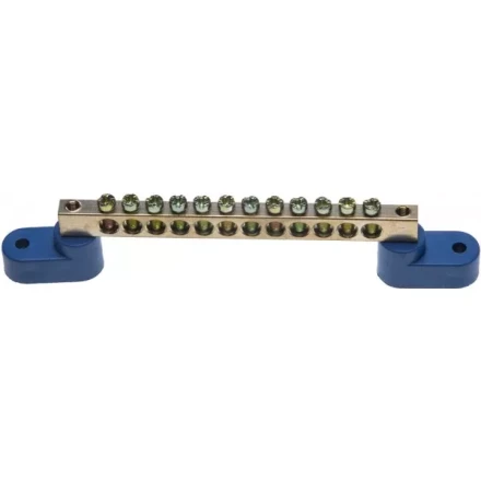 Шина СВЕТОЗАР нулевая на 2-х угловых изоляторах, поворотная,макс. ток 100А, 5,2мм, 12 полюсов 49809-12 купить в Тобольске