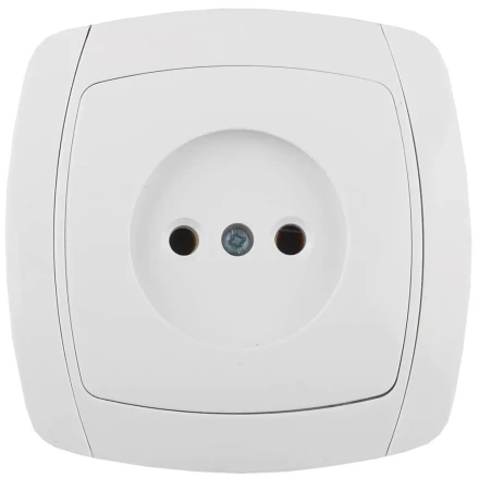Розетка СВЕТОЗАР &quot;CITY LIGHT&quot; одинарная в сборе, без заземления, цвет белый, 16А/~250В SV-54200-W купить в Тобольске