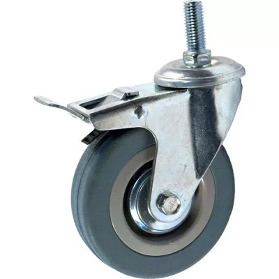 Аппаратное поворотное колесо с тормозом с болтом HITCH 50*18 резина серая SCtgb25 (SZ084828)