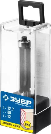 ЗУБР 12.7 x 38 мм, хвостовик 12 мм, фреза кромочная с нижним подшипником, Профессионал (28783-12.7-38-12) купить в Тобольске