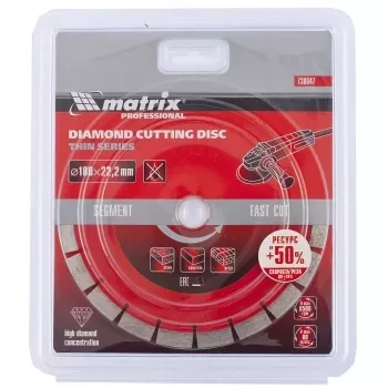 Диск алмазный отрезной сегментный ф180х22,2мм тонкий сухое резание MATRIX Professional 730647 купить в Тобольске