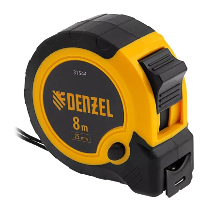 Рулетка Denzel 8м х 25мм, двухкомп. корпус, кнопка-пауза, 31544 купить в Тобольске
