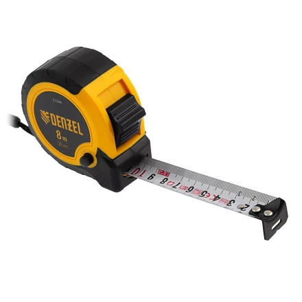 Рулетка Denzel 8м х 25мм, двухкомп. корпус, кнопка-пауза, 31544 купить в Тобольске
