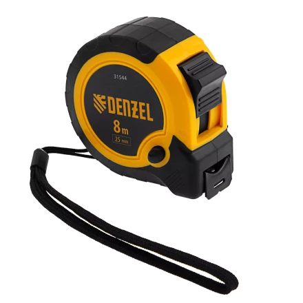 Рулетка Denzel 8м х 25мм, двухкомп. корпус, кнопка-пауза, 31544 купить в Тобольске