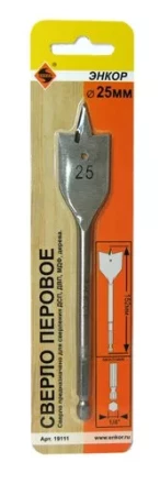 Сверло для дерева 25Х152 мм перовое Энкор 19111 купить в Тобольске