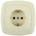 Розетка СВЕТОЗАР &quot;CITY LIGHT&quot; одинарная в сборе, с заземлением, цвет бежевый, 16А/~250В SV-54205-B купить в Тобольске