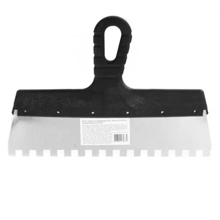 Шпатель из нержавеющей стали 300 мм зуб 10 х 10 мм пластмассовая ручка 85130 купить в Тобольске