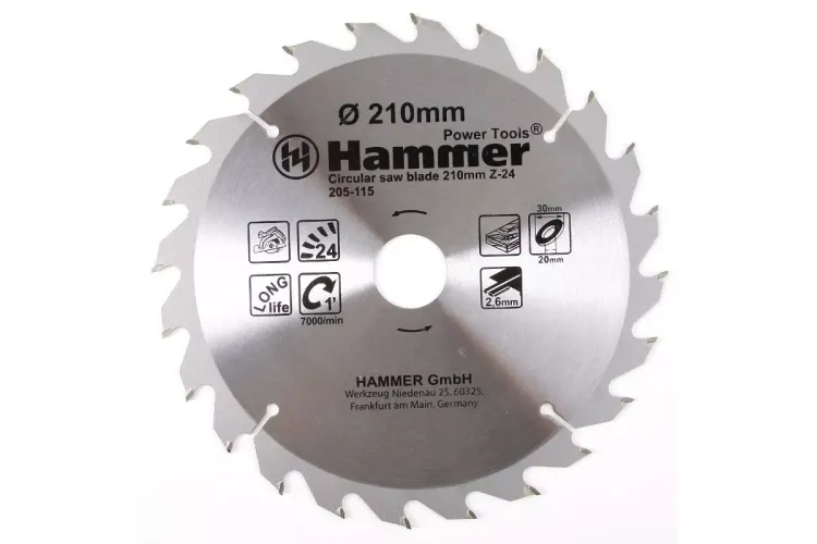 Диск пильный твердосплавный HAMMER Ф210х30мм 24зуб. купить в Тобольске