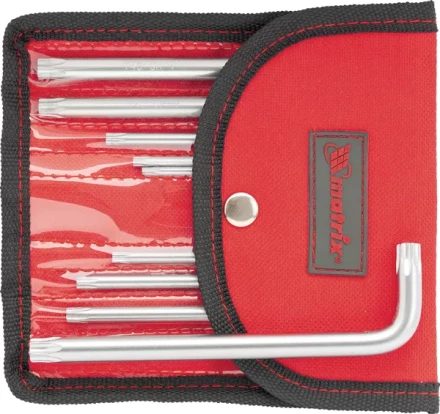 Набор ключей шестигранных имбусовых TORX-TORX Tamper. 9 шт T10-T50  CrV короткие сатиновые чехол MATRIX 12312 купить в Тобольске