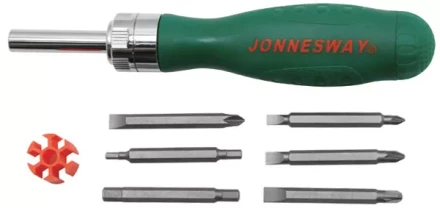 Отвертка трещоточная с набором бит 7 предметов DR0107S  Jonnesway 48818 купить в Тобольске