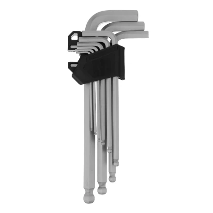 Набор ключей имбусовых Сибртех, HEX, 2-12 мм, CrV, 9 шт., удлиненные, с шаром, 123657 купить в Тобольске