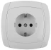 Розетка СВЕТОЗАР &quot;CITY LIGHT&quot; одинарная в сборе, с заземлением, цвет белый, 16А/~250В SV-54205-W купить в Тобольске