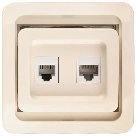 Розетка СВЕТОЗАР &quot;ГАММА&quot; комбинированная, телефонная + компьютерная, цвет бежевый SV-54119-B купить в Тобольске