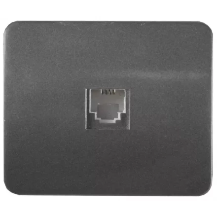Розетка СВЕТОЗАР &quot;ГАММА&quot; телефонная, одинарная, без вставки и рамки, цвет темно-серый металлик SV-54117-DM купить в Тобольске
