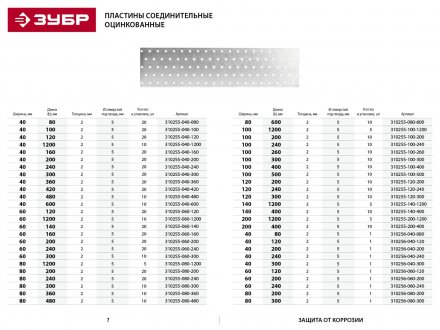 Пластина соединительная ЗУБР &quot;МАСТЕР&quot;, 100х240мм, 10шт 310255-100-240 купить в Тобольске