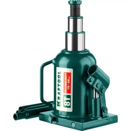 Домкрат гидравлический бутылочный &quot;Double Ram&quot;, сварной, телескопический, 8т, 170-430мм, KRAFTOOL 43463-8 43463-8 купить в Тобольске