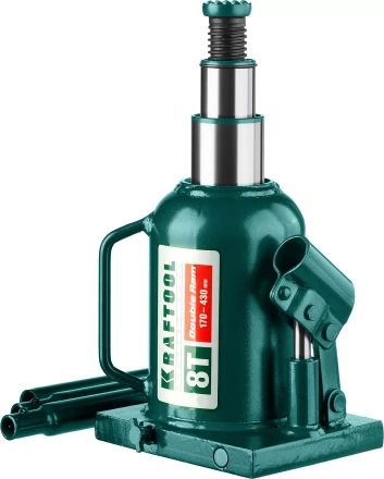 Домкрат гидравлический бутылочный &quot;Double Ram&quot;, сварной, телескопический, 8т, 170-430мм, KRAFTOOL 43463-8 43463-8 купить в Тобольске