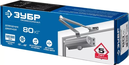 Доводчик дверной ЗУБР &quot;ПРОФЕССИОНАЛ&quot; для дверей массой до 40 кг цвет белый 37911-50 купить в Тобольске