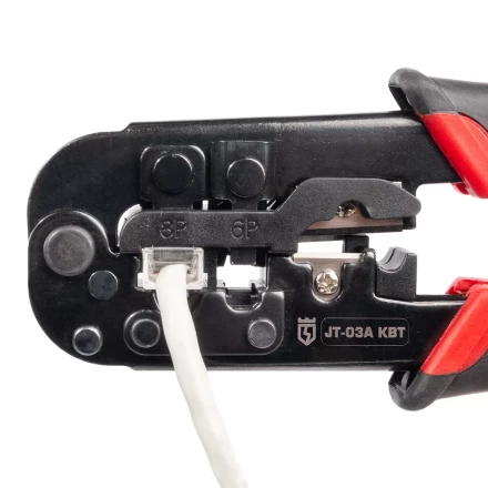 Кримпер многофункциональный КВТ JT-03А с 3 встроенными модулями для обжима RJ-45, RJ-12, RJ-11, RJ-22 (89228) купить в Тобольске