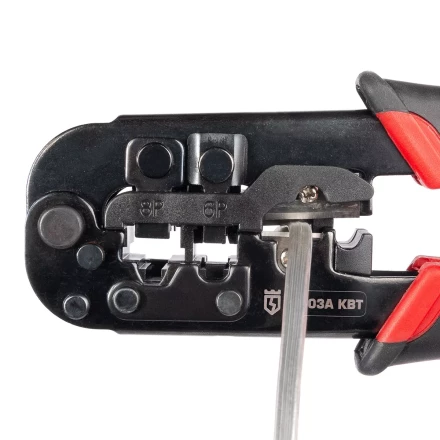 Кримпер многофункциональный КВТ JT-03А с 3 встроенными модулями для обжима RJ-45, RJ-12, RJ-11, RJ-22 (89228) купить в Тобольске
