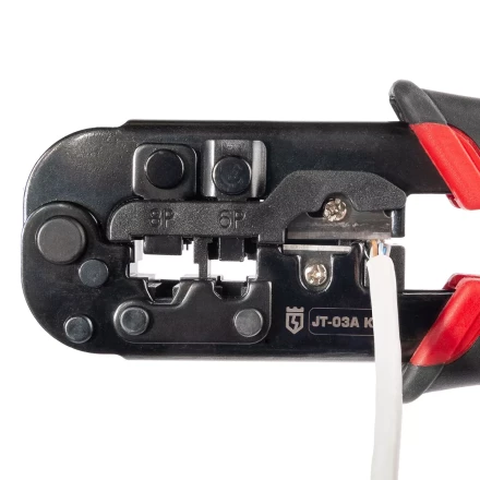 Кримпер многофункциональный КВТ JT-03А с 3 встроенными модулями для обжима RJ-45, RJ-12, RJ-11, RJ-22 (89228) купить в Тобольске