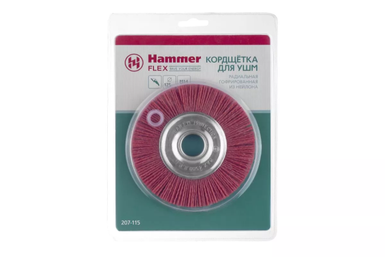 Кордщетка HAMMER плоская 125мм для УШМ нейлон (207-115) купить в Тобольске