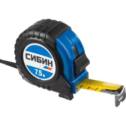 Рулетка СИБИН, обрезиненный пластиковый корпус, 7,5м/25мм 34019-08-25 купить в Тобольске