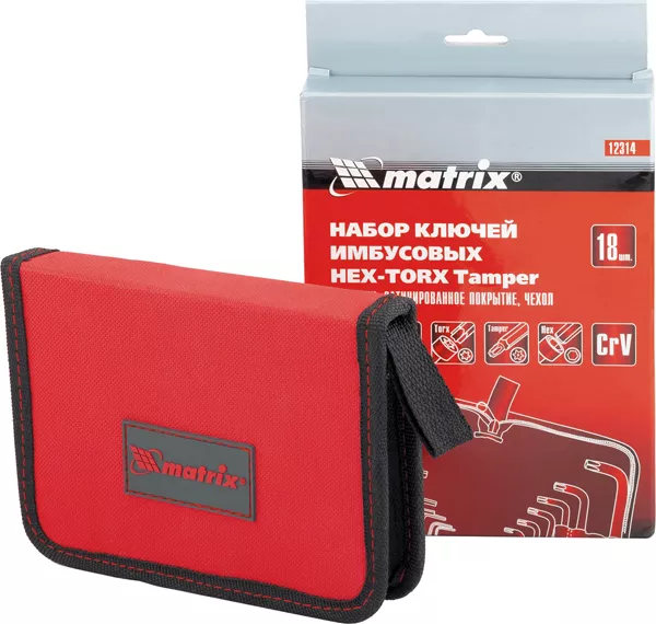 Набор ключей шестигранных имбусовых HEX-TORX  18 шт: HEX 1.5–10 мм T10-T50 CrV короткие сатин MATRIX 12314 купить в Тобольске