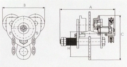 Тележка для тали с цепным приводом GCL610 LB г-п 5 тонн H=9 метра купить в Тобольске