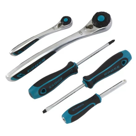 Набор инструментов 78 предметов , 120 зубьев, CrV, 1/4&quot;, 1/2&quot; Gross 14148 купить в Тобольске