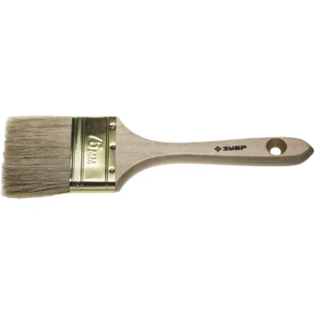 Кисть плоская  ЗУБР &quot;УНИВЕРСАЛ-ЭКСПЕРТ&quot;, натуральная щетина, деревянная ручка, 75мм 4-01005-075 купить в Тобольске